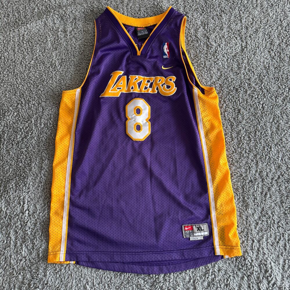 Kobe Bryant Vintage Nike NBA LA Lakers Jersey Purple Swingman Youth XL Y2K